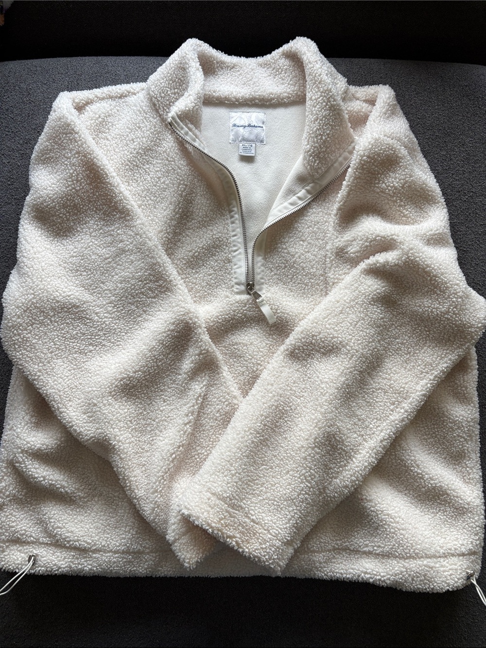 Tommy Bahama Cream Sherpa Half-Zip Pullover